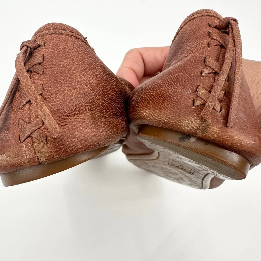 Frye Regina Pointed Toe Ballet Flats Cognac Brown Leather Womens 8.5
